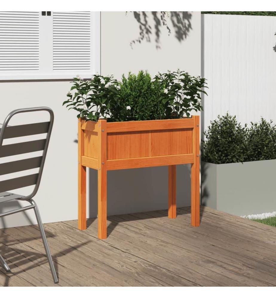 Jardinières et pieds cire marron 70x31x70 cm bois de pin massif