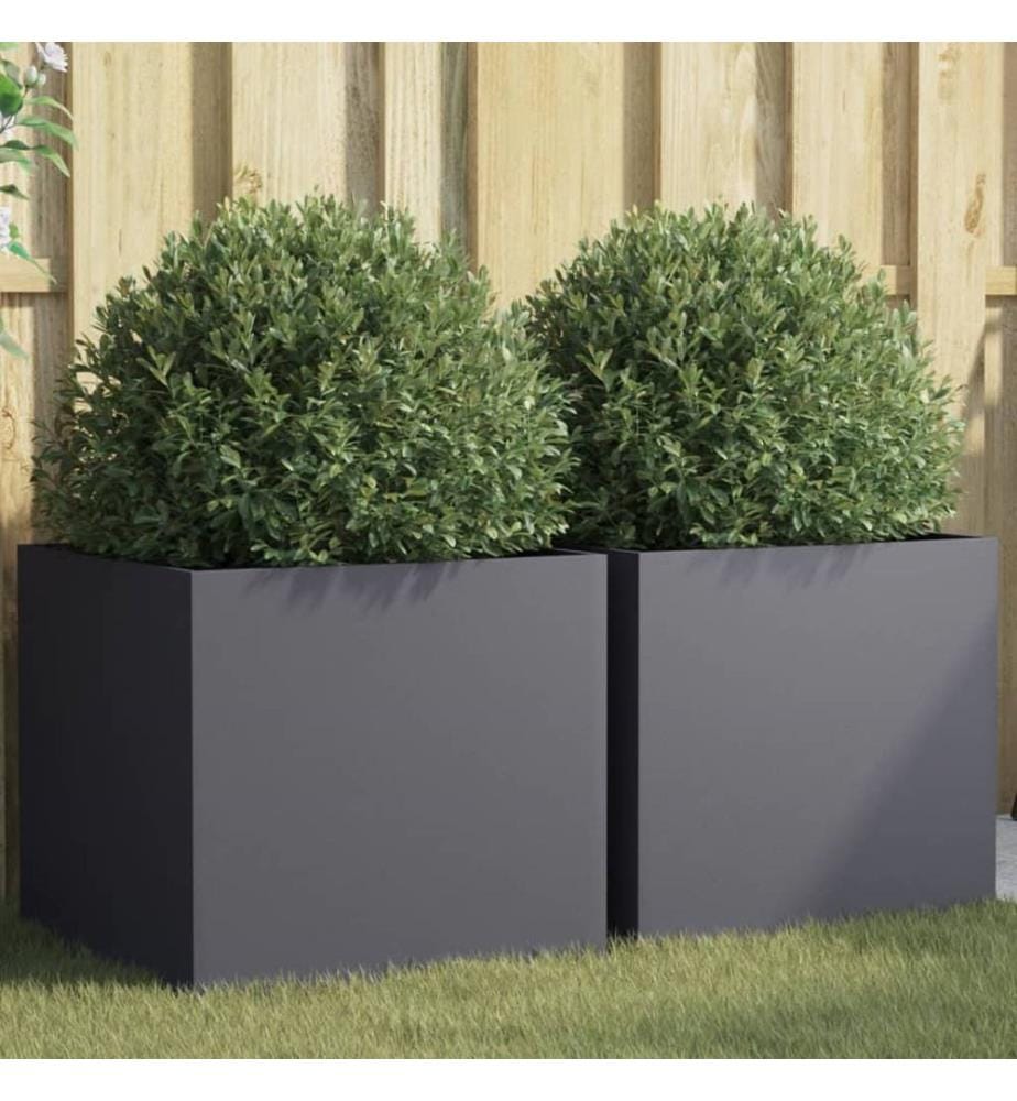 Jardinières 2 pcs anthracite 49x47x46 cm acier