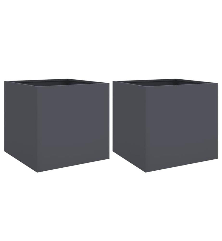 Jardinières 2 pcs anthracite 49x47x46 cm acier