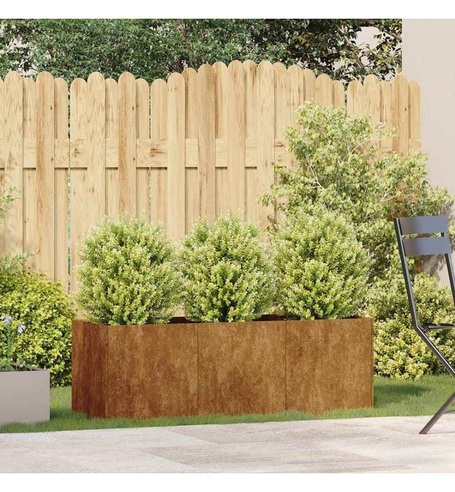 Jardinière rouillé 120x40x40 cm acier inoxydable