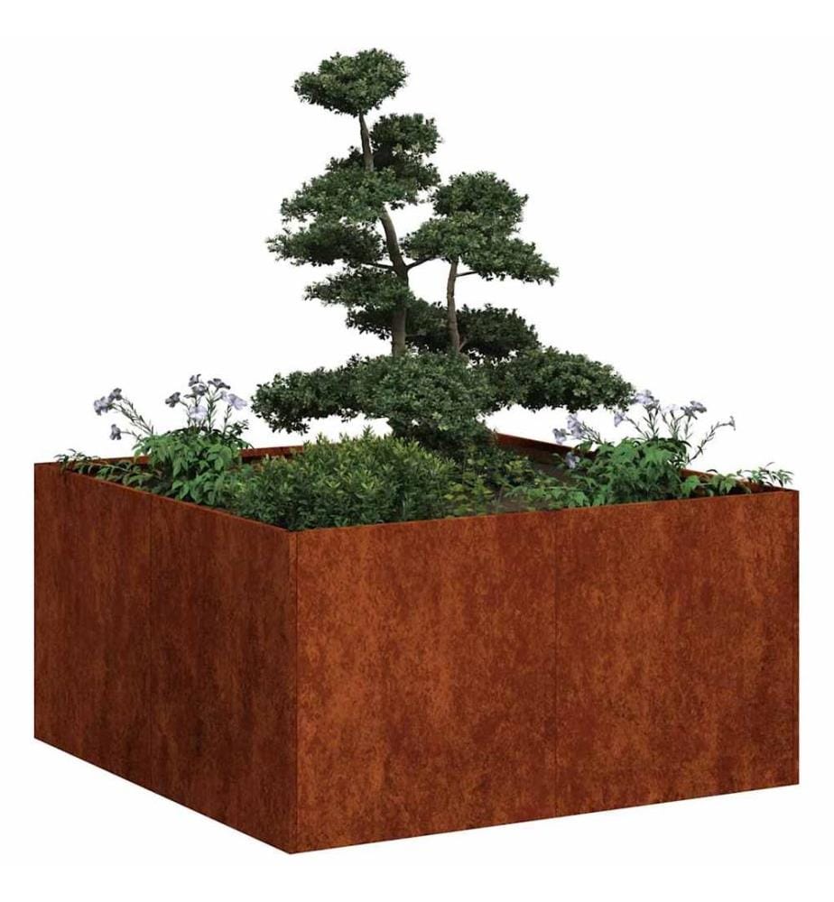 Jardinière rouillé 80x80x40 cm acier inoxydable