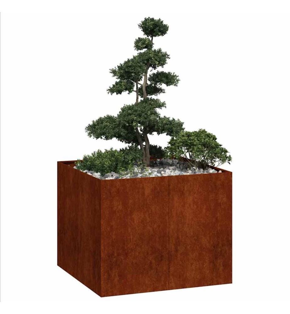 Jardinière rouillé 100x100x80 cm acier inoxydable