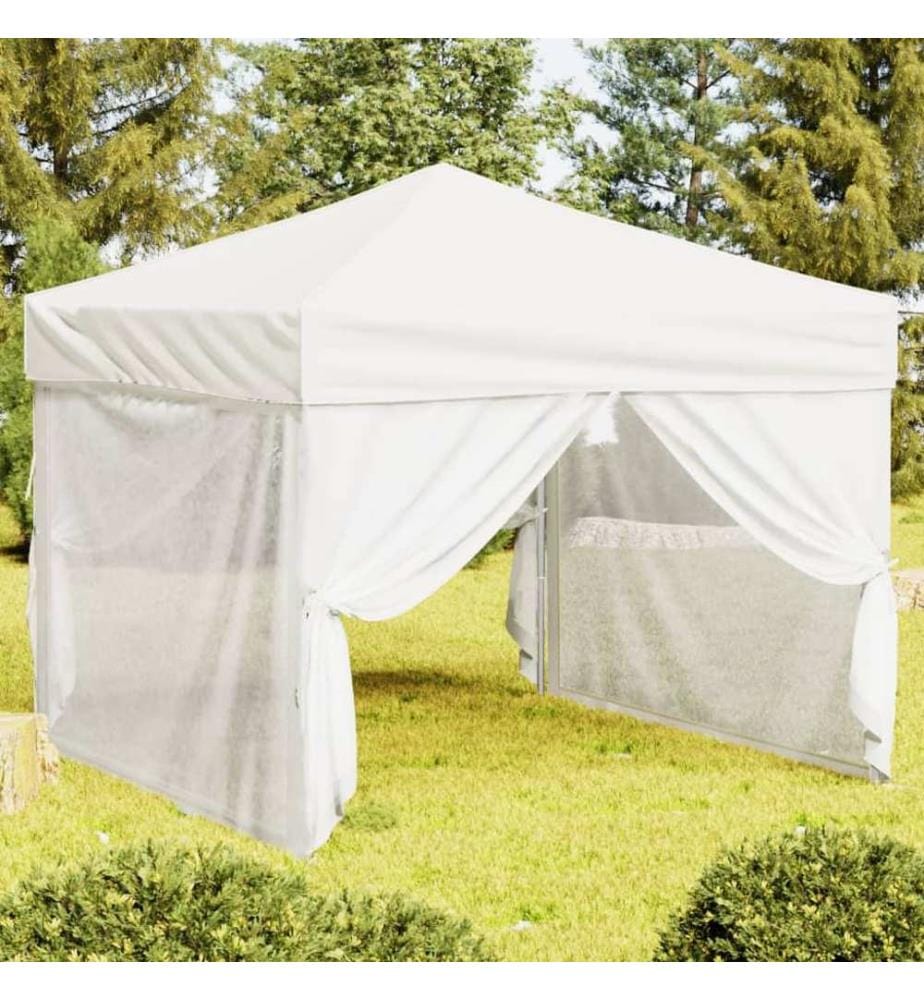 Partyzelt Faltbar mit Seitenwänden Weiss 3x3 m