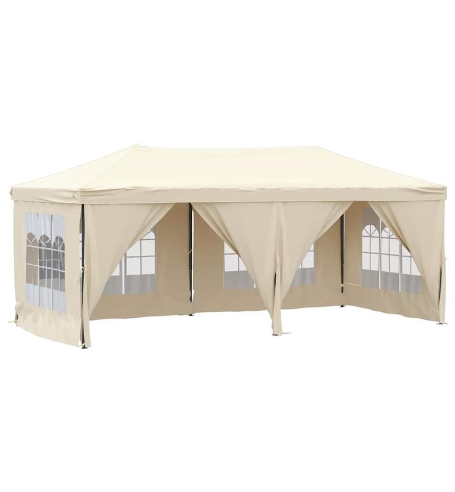 Tente de réception pliable avec parois Crème 3x6 m
