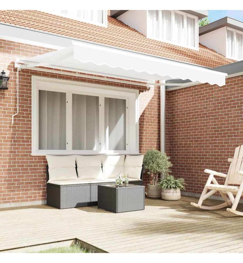 Cadre d'auvent Blanc 350 x 200 cm Polyester avec revêtement PU