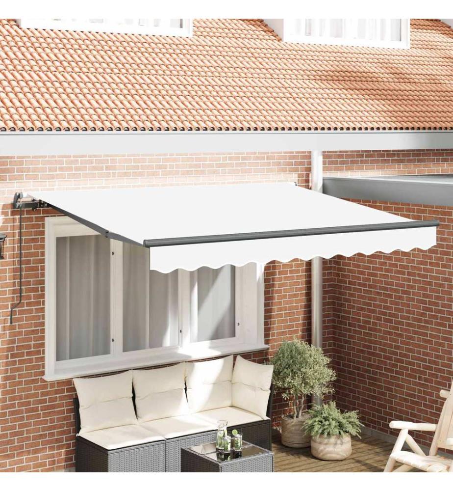 Auvent Rétractable Blanc 350 x 200 cm tissu