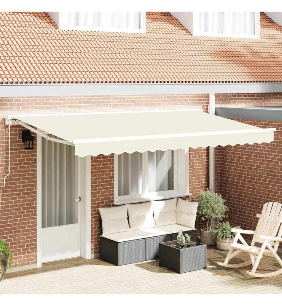 Cadre d'auvent Crème 400 x 200 cm Polyester avec revêtement PU