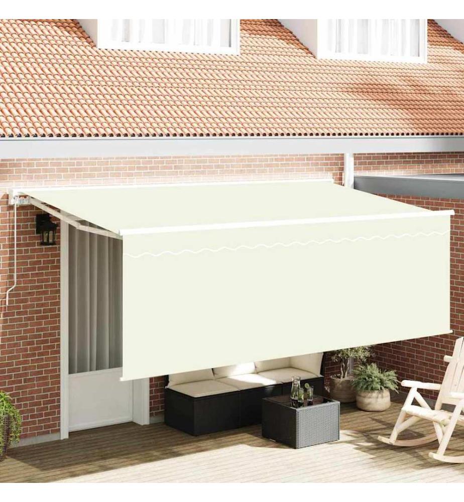 Auvent Rétractable Crème 400 x 200 cm Polyester et Aluminium