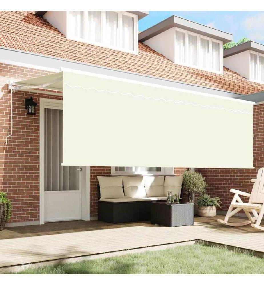 Auvent Rétractable Crème 400 x 200 cm Polyester et Aluminium