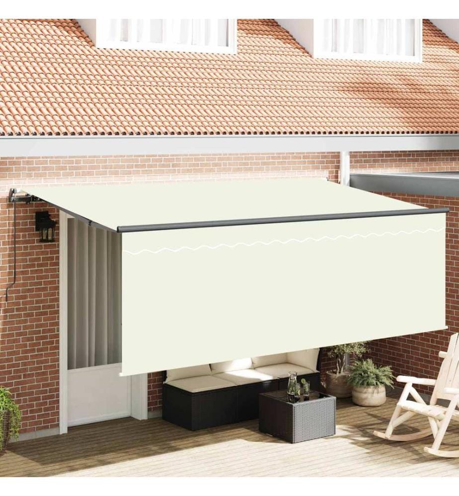Auvent Rétractable Crème 400 x 200 cm Polyester et Aluminium