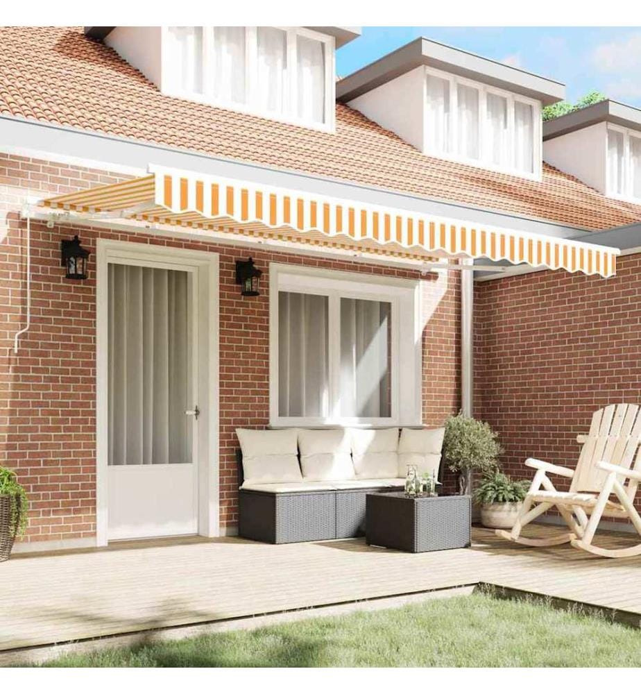 Auvent Rétractable Jaune 400 x 200 cm tissu