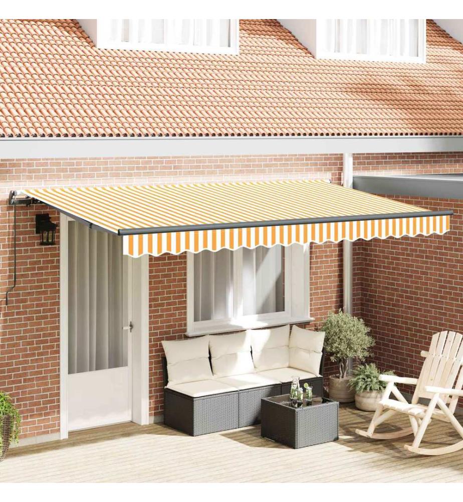 Auvent Rétractable Jaune 400 x 200 cm tissu