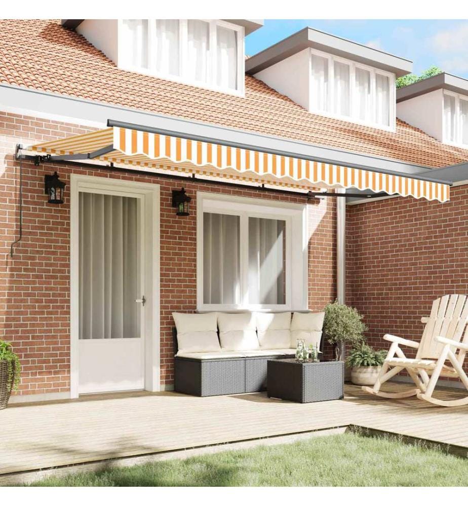 Auvent Rétractable Jaune 400 x 200 cm tissu