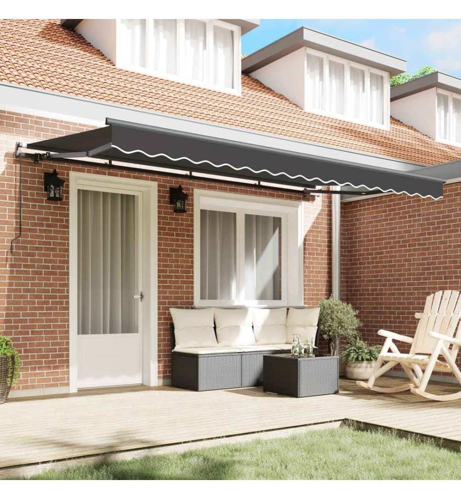 Auvent Rétractable Anthracite 400 x 200 cm tissu