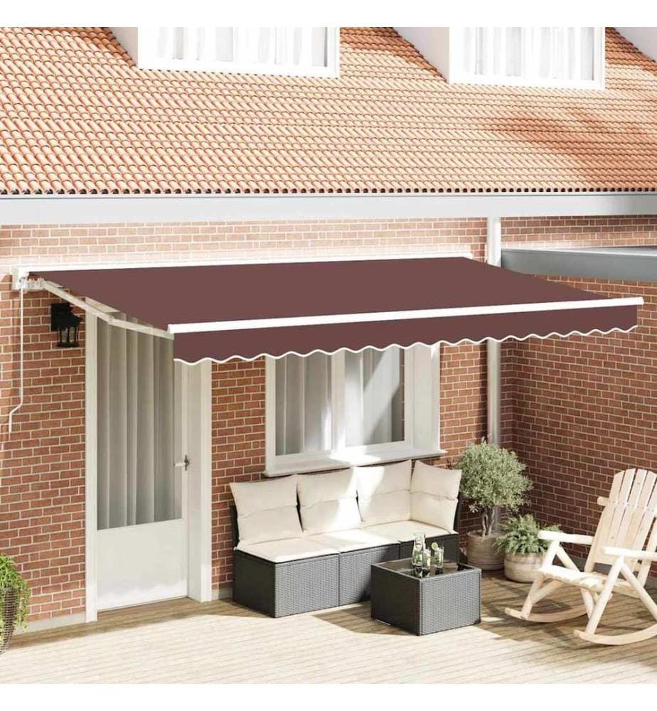 Cadre d'auvent Marron 400 x 200 cm Polyester avec revêtement PU
