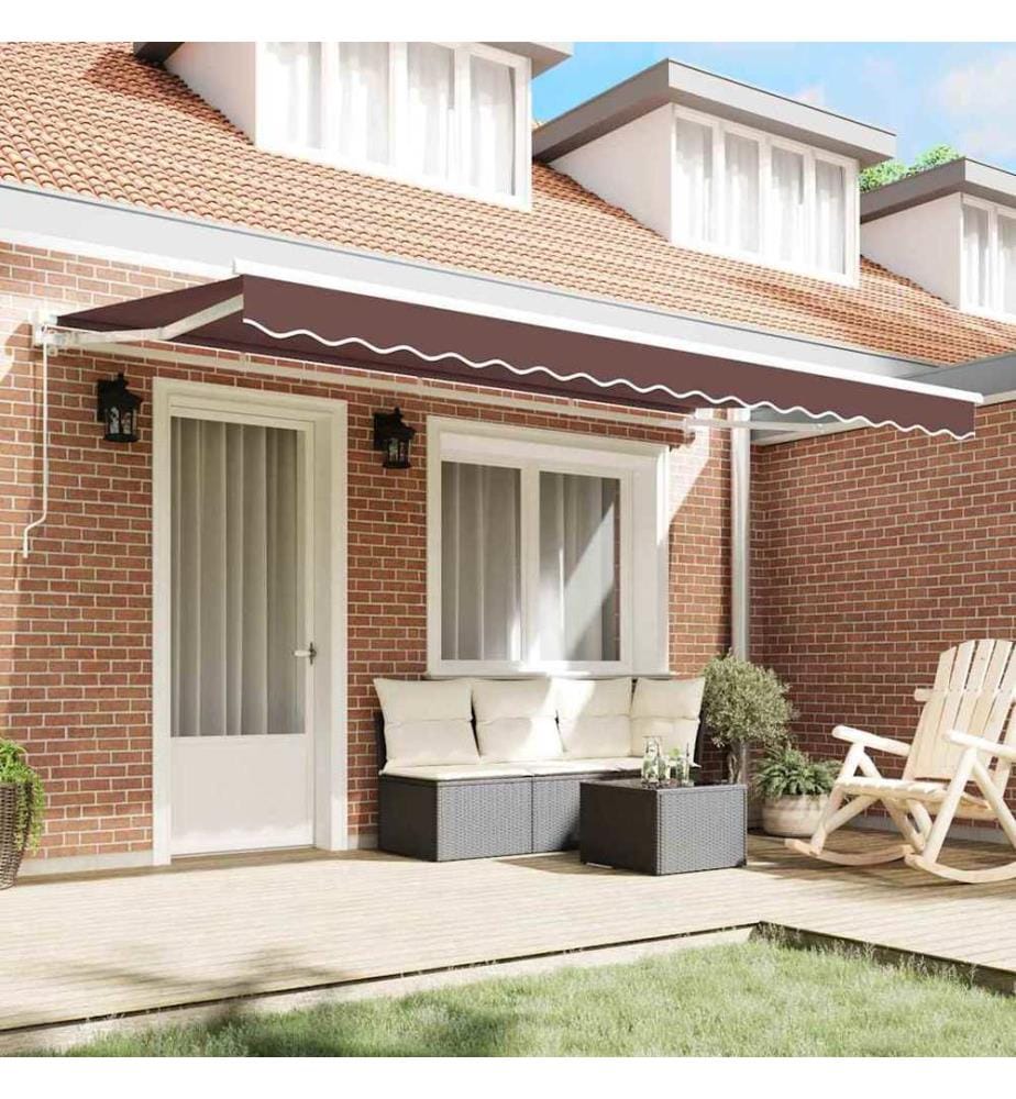 Cadre d'auvent Marron 400 x 200 cm Polyester avec revêtement PU