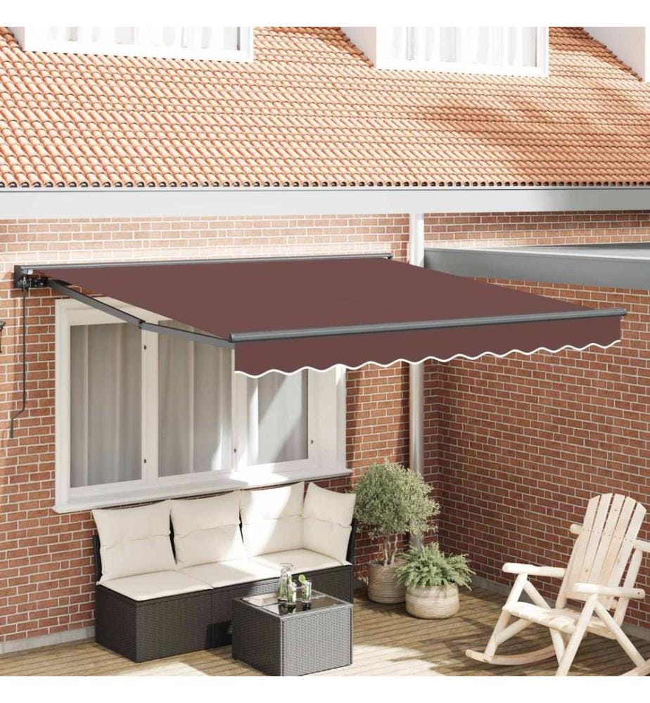 Cadre d'auvent Marron 300 x 250 cm Polyester avec revêtement PU