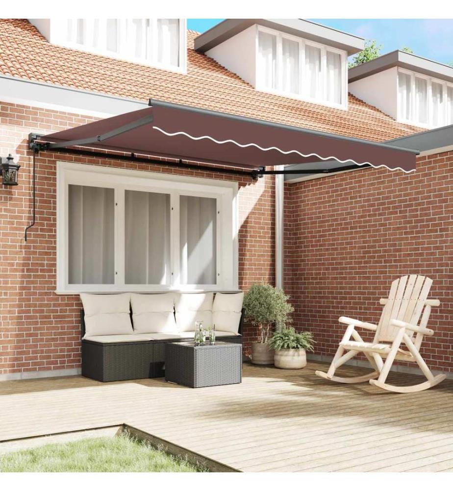 Cadre d'auvent Marron 300 x 250 cm Polyester avec revêtement PU