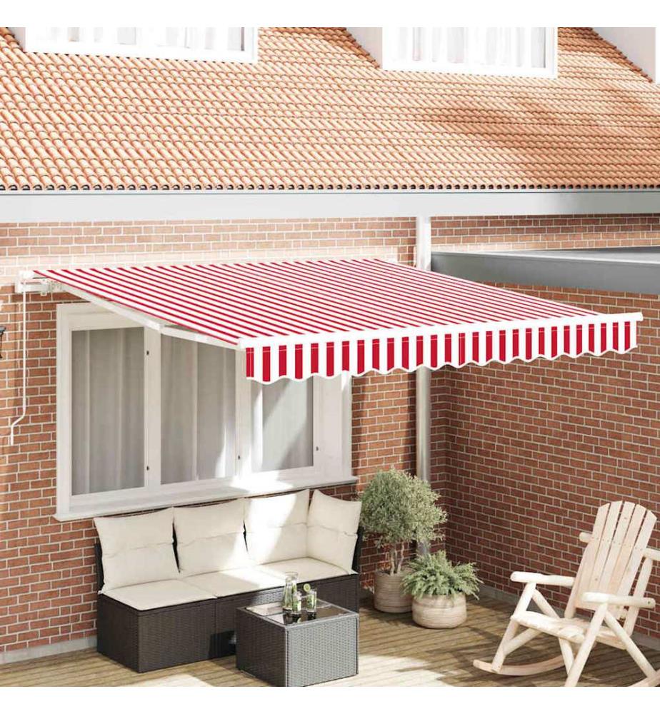 Auvent rétractable Rouge et Blanc 300 x 250 cm