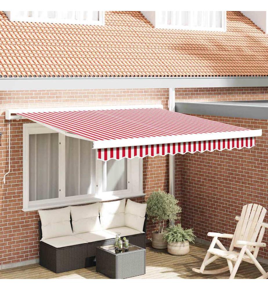Auvent rétractable Rouge et Blanc 300 x 250 cm