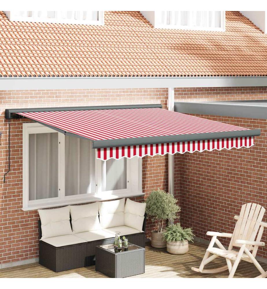 Auvent rétractable Rouge et Blanc 300 x 250 cm