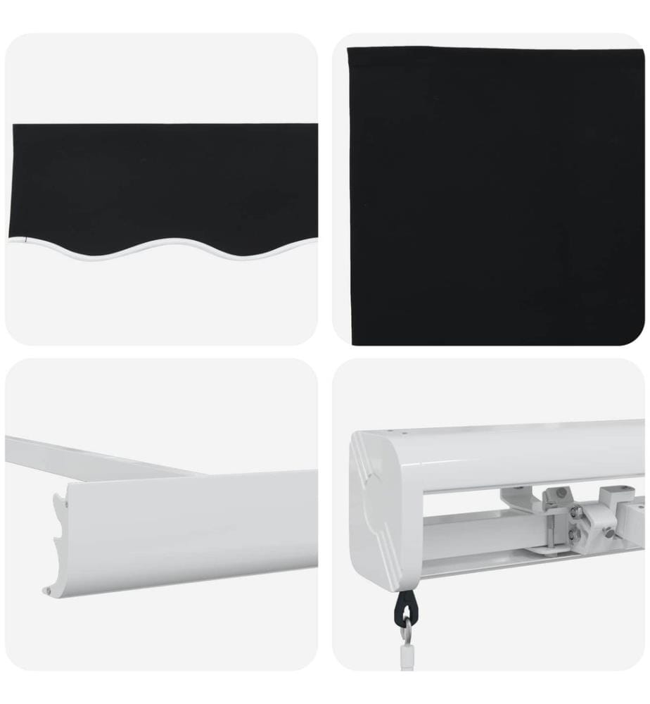 Auvent rétractable Noir 300 x 250 cm Toile et Aluminium