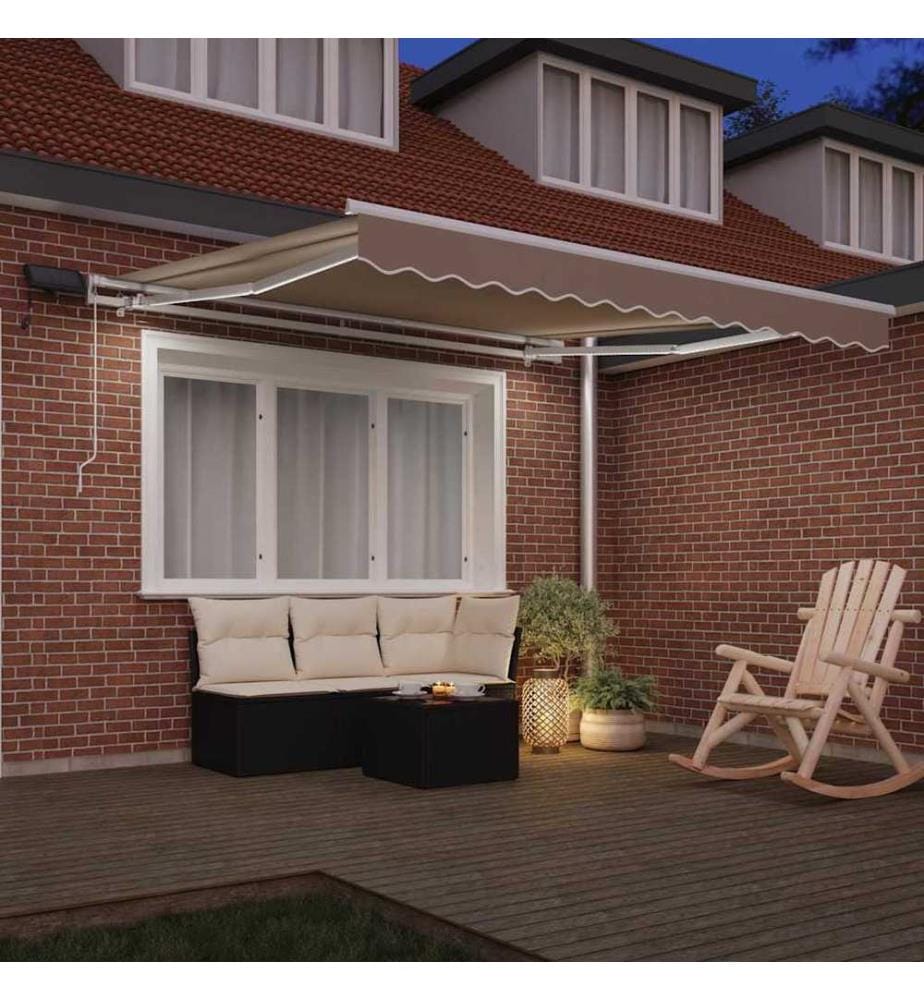 Ausziehbare Markise Beige 300 x 250 cm Stoff und Aluminium