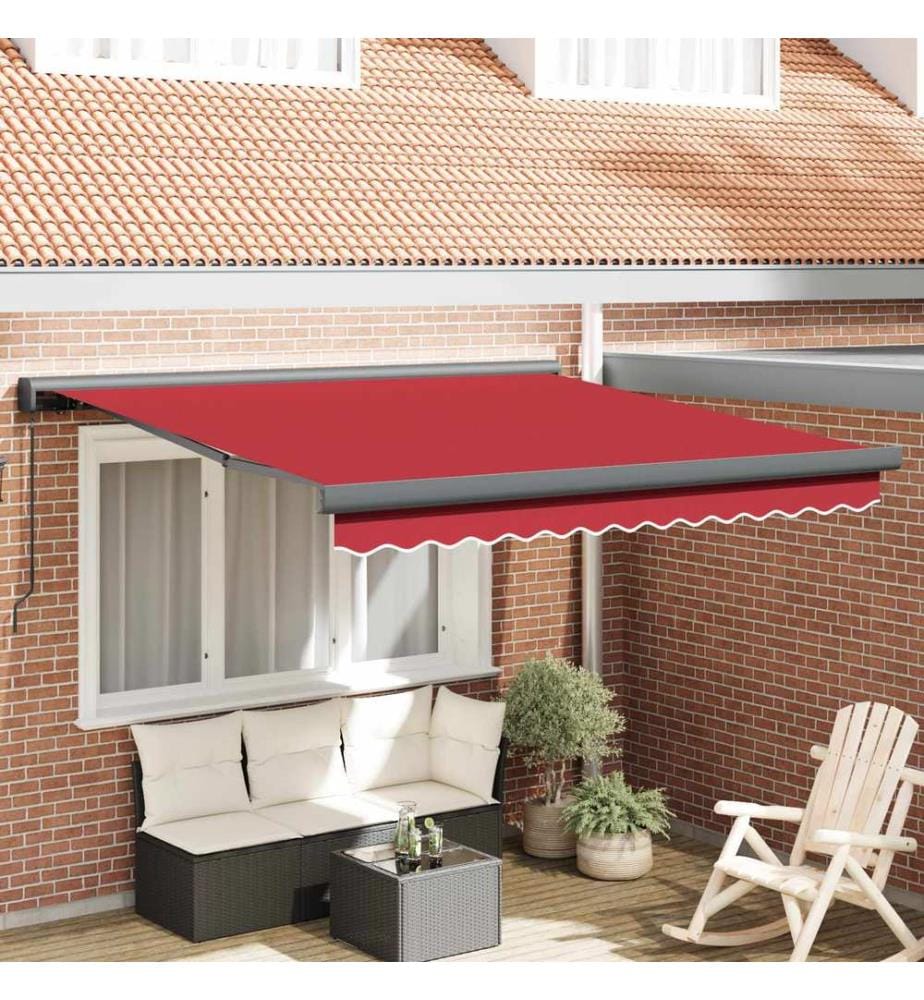 Ausziehbare Markise Rot 300 x 250 cm Leinen und Aluminium