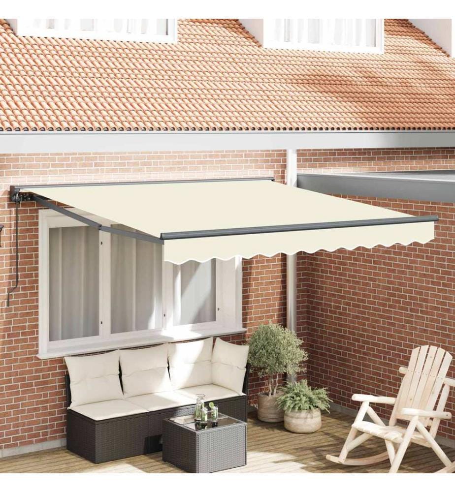 Cadre d'auvent Crème 350 x 250 cm Polyester avec revêtement PU