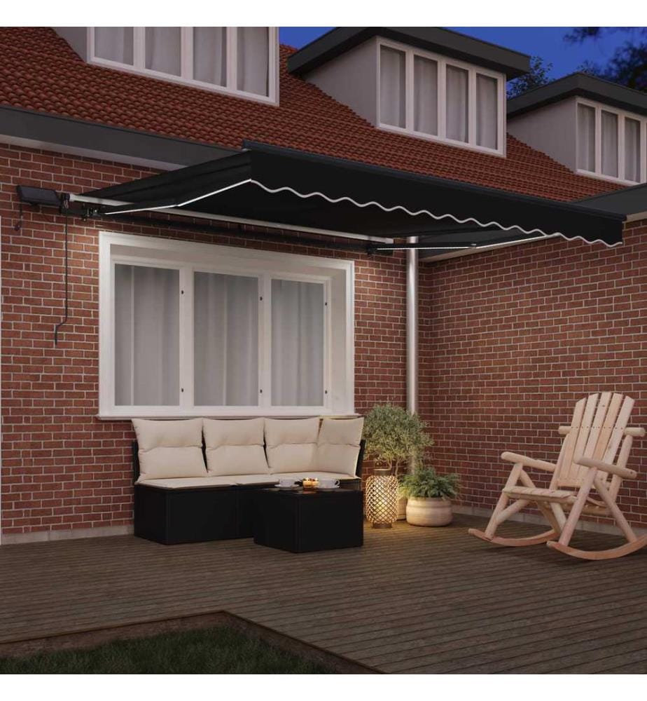 Ausziehbare Markise Schwarz 350 x 250 cm Stoff und Aluminium