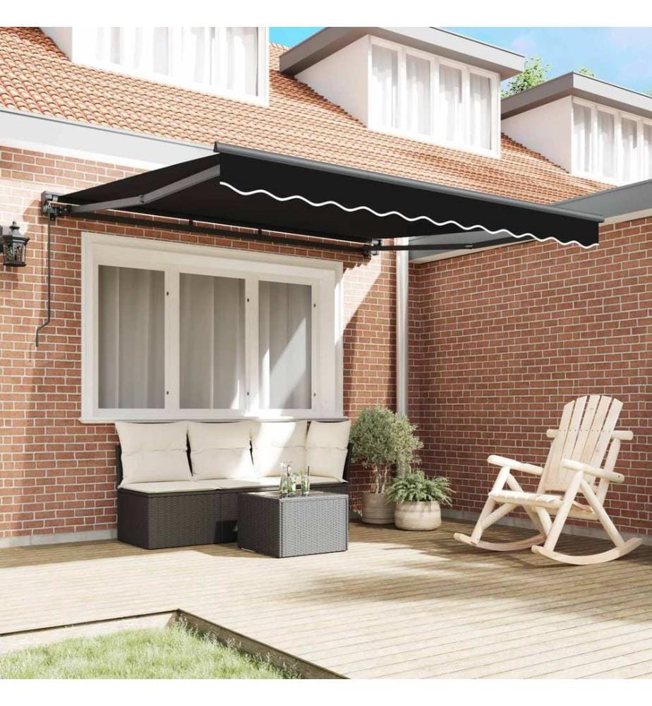 Cadre d'auvent Noir 350 x 250 cm Polyester avec revêtement PU