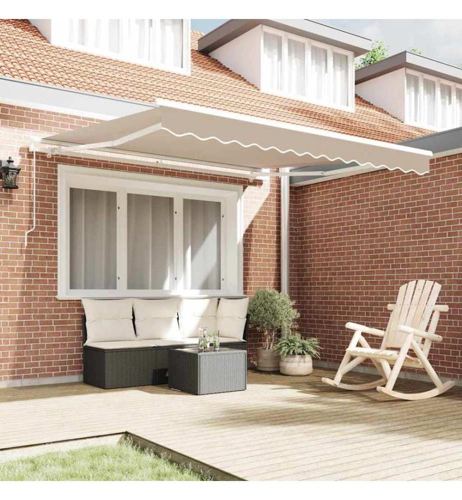 Ausziehbare Markise Beige 350 x 250 cm Polyester und Aluminium
