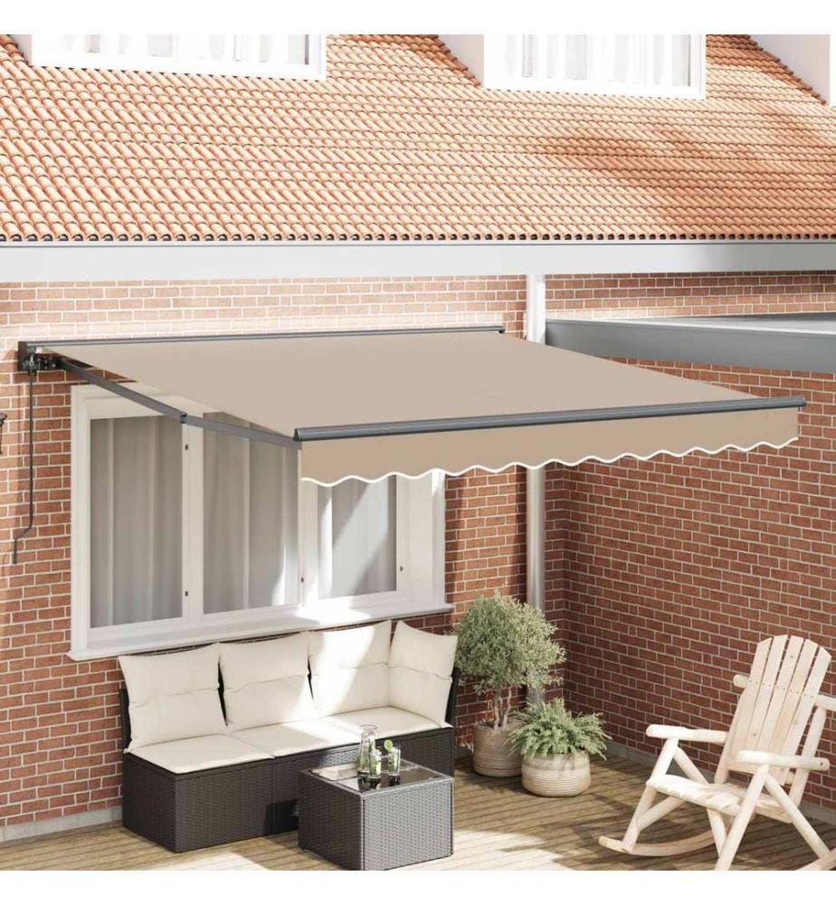 Cadre d'auvent Beige 350 x 250 cm Polyester avec revêtement PU