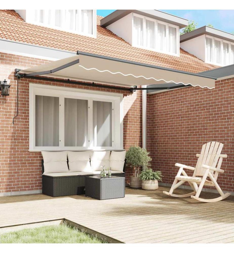 Cadre d'auvent Beige 350 x 250 cm Polyester avec revêtement PU