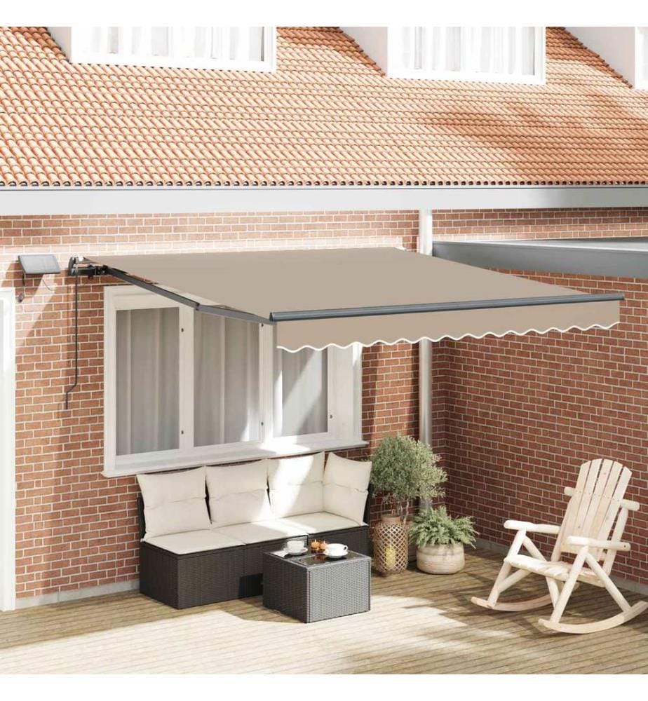Ausziehbare Markise Weiss 350 x 250 cm Stoff und Aluminium