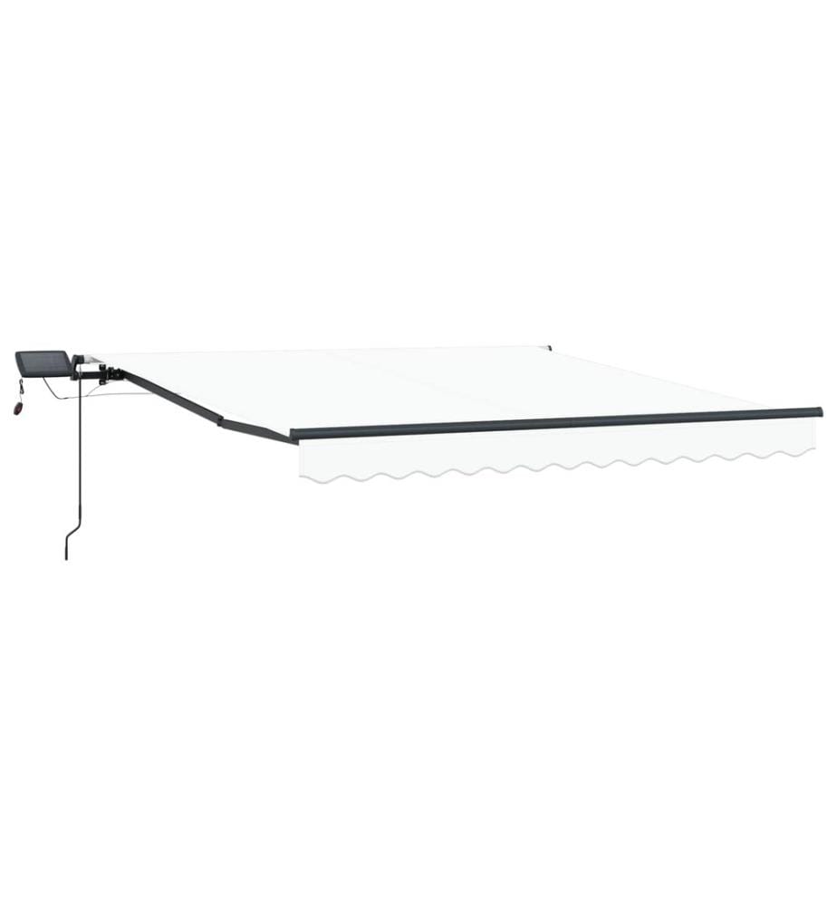 Ausziehbare Markise Weiss 350 x 250 cm Stoff und Aluminium