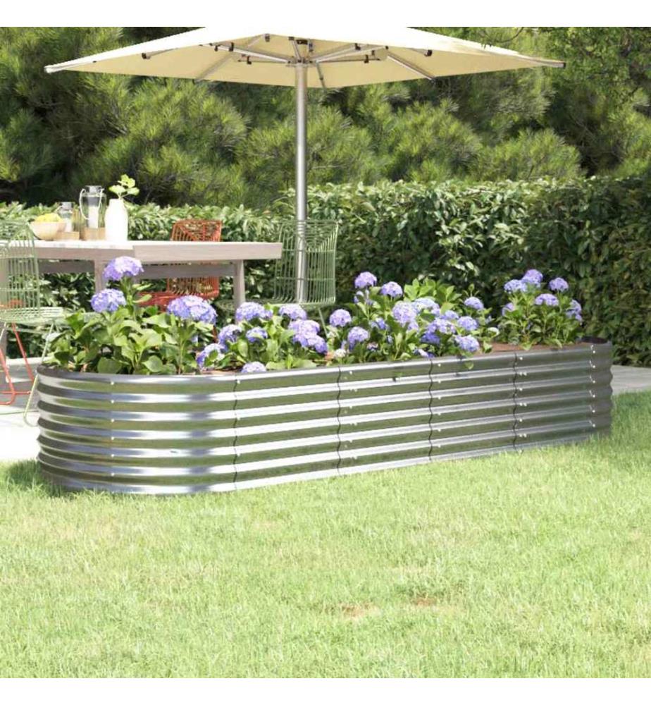 Lit surélevé de jardin Acier galvanisé Argenté