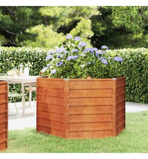 Lit surélevé de jardin rouillé 129x129x77 cm acier corten
