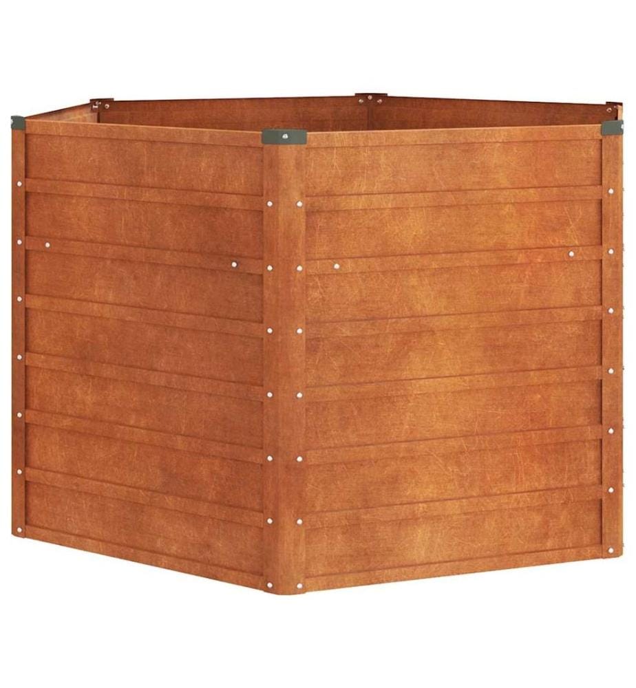 Lit surélevé de jardin rouillé 129x129x77 cm acier corten
