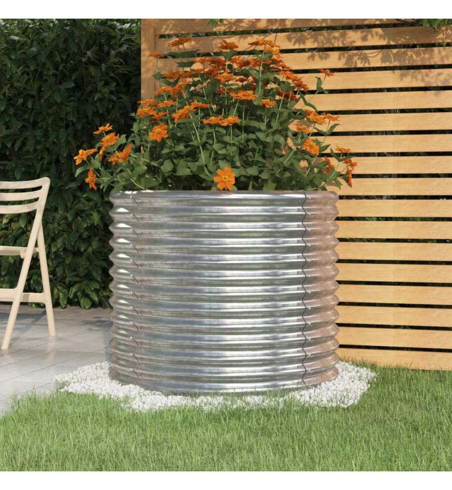 Jardinière de jardin Acier galvanisé 80x80x68 cm Argenté