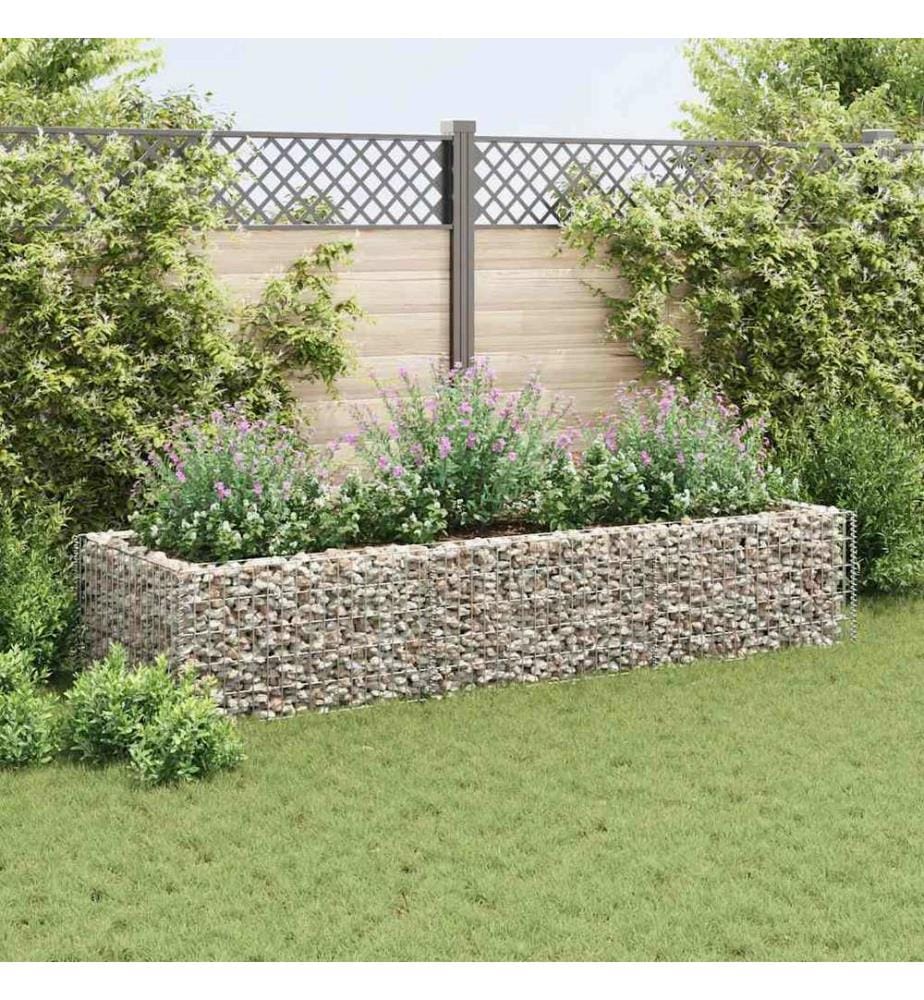 Lit surélevé à gabion Acier 270x90x50 cm