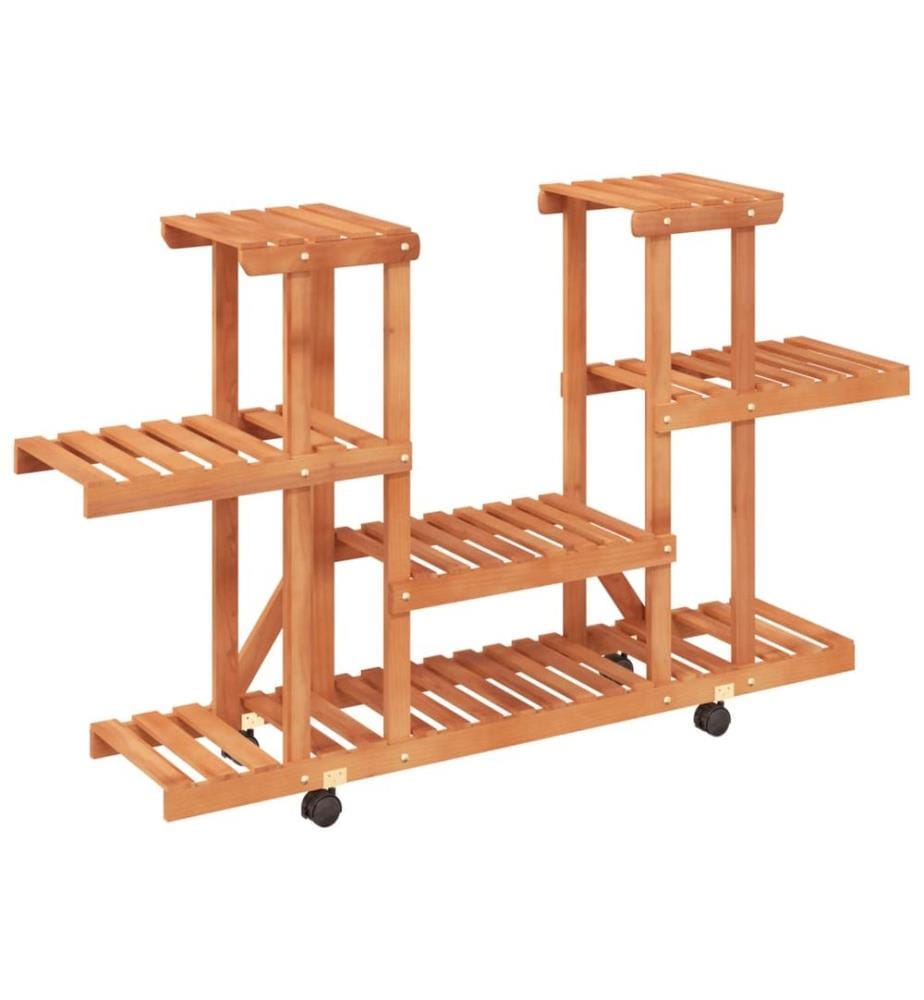 Support à fleurs avec roues 110x25x78 cm bois massif de sapin