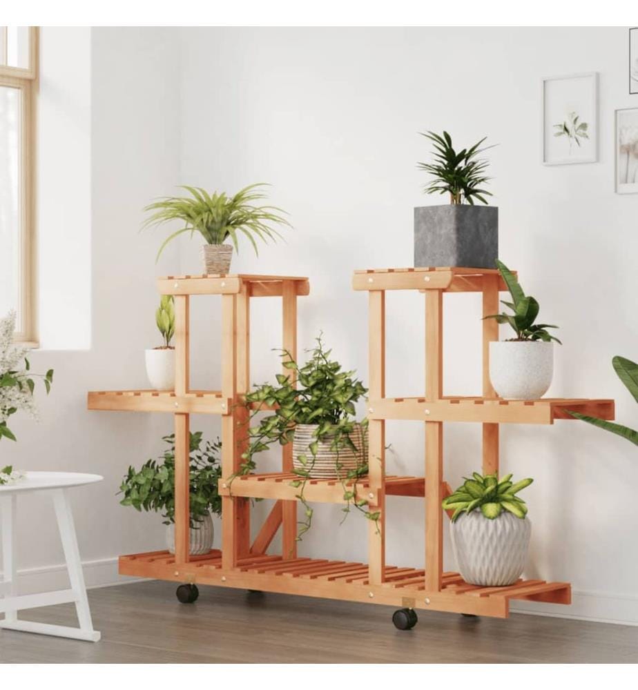 Support à fleurs avec roues 110x25x78 cm bois massif de sapin