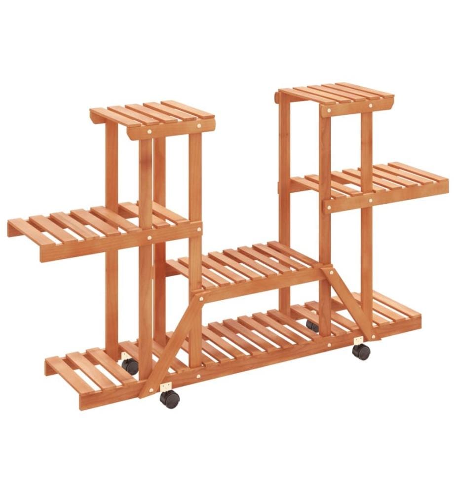 Support à fleurs avec roues 110x25x78 cm bois massif de sapin