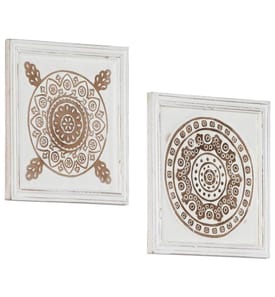 Kunst Dekoration 2 pcs Braun und Weiss 40 x 40 x 1,5 cm