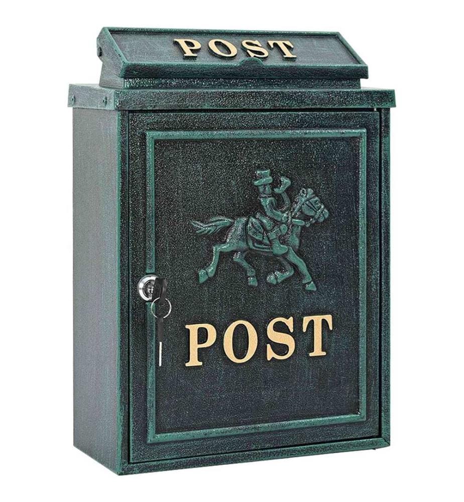 Wandmontierter Briefkasten Grün 29 x 13 x 41 cm Gussaluminium