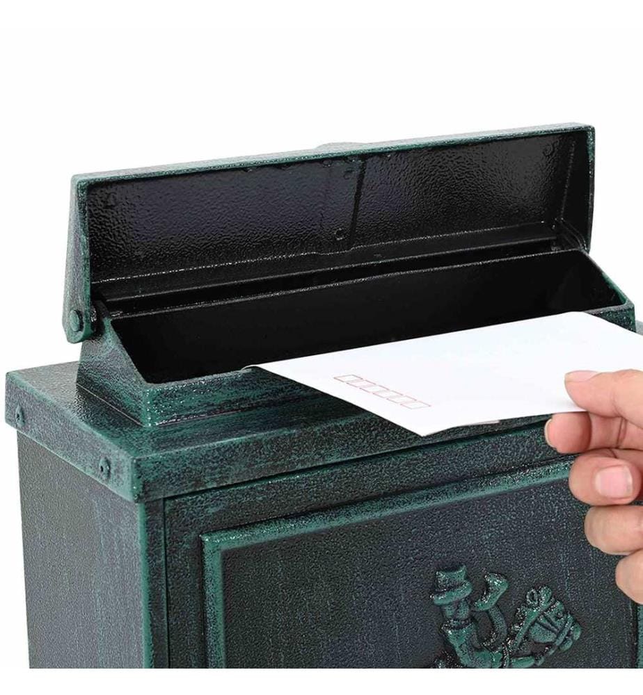 Wandmontierter Briefkasten Grün 29 x 13 x 41 cm Gussaluminium