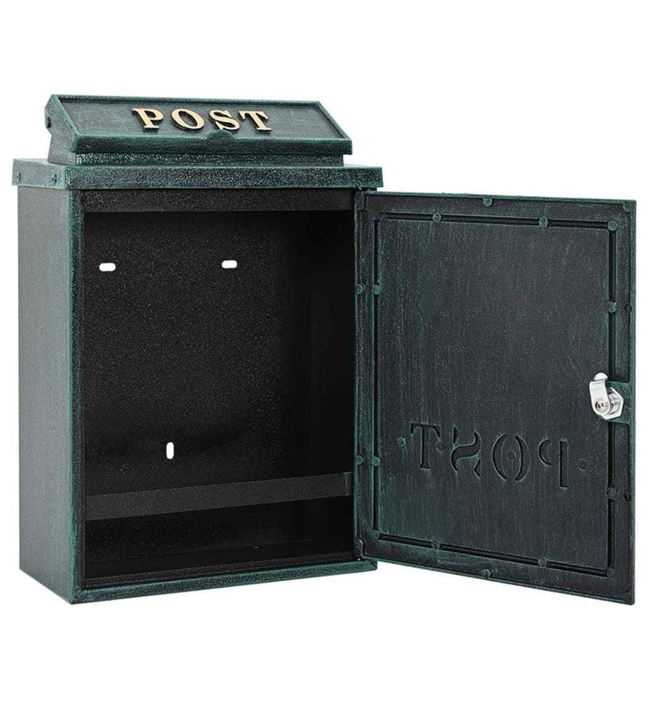 Wandmontierter Briefkasten Grün 29 x 13 x 41 cm Gussaluminium