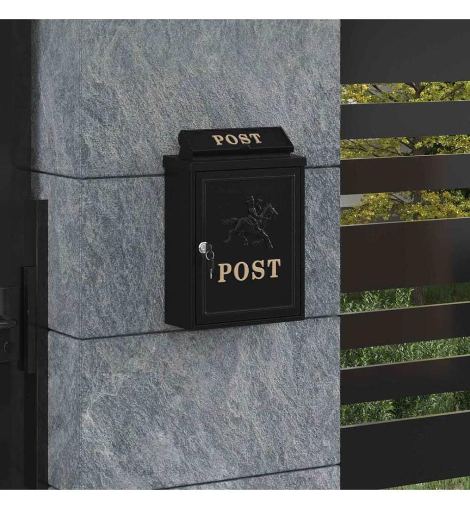 Boîte aux lettres murale Noir 29 x 13 x 41 cm Aluminium coulé