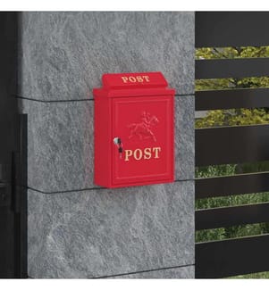 Wandmontierter Briefkasten Rot 29 x 13 x 41 cm Gussaluminium